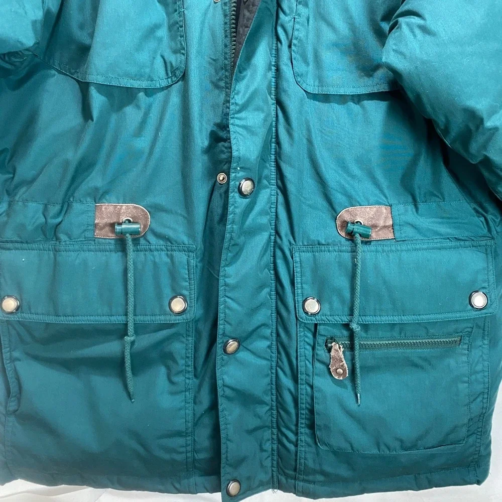 VTG Outdoor‎ Exchange Down Feather Parka Jacket Mens Medium Teal Green Hooded